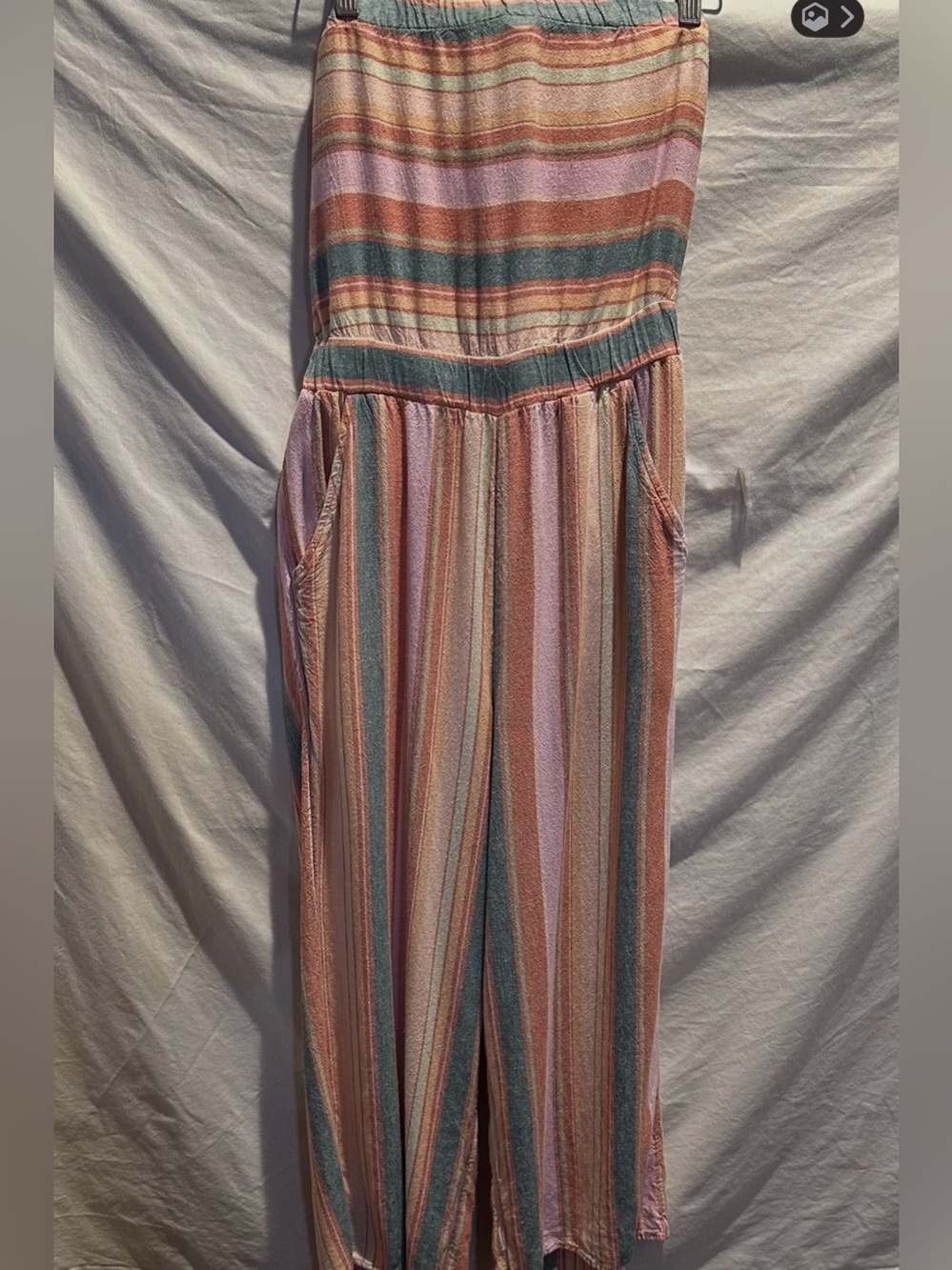 American Eagle Outfitters Pastel Striped Wide-Leg Jumpsuit